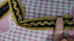 black velvet thread golden lace dresss material
