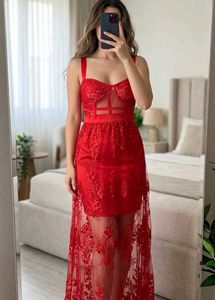 stunning red lace dress