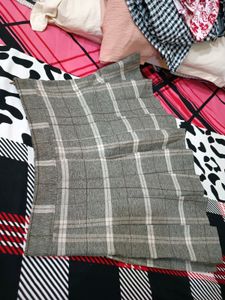 Gray Plaid Pleated Mini Skirt