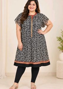 Stylish Black &amp; White Printed Kurta 38"-40"