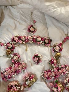 Royal Pink Flower Jewellery With Kaleere