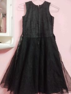 Sparkly Black Party Dress with Flower Accent