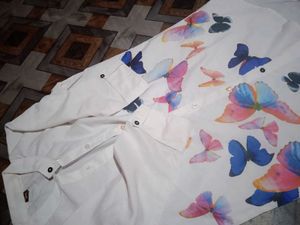 White Butterfly Print Tunic