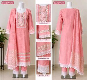 Pretty Peach Pink Ethnic Kurti Set.