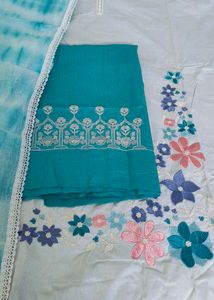 *Pure Kota Doria Suit - Embroidered Shirt &amp; Bottom