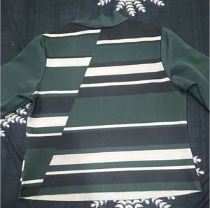 Zara Striped Mock Neck Top