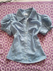 Chic Striped Puff Sleeve Top