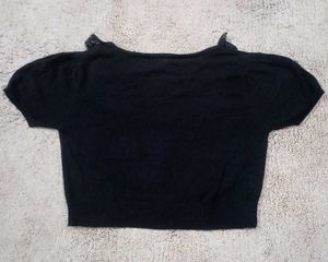 Black Lace Trim Cardigan