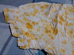 Tie-Dye butter yellow Puff Sleeve korean Top