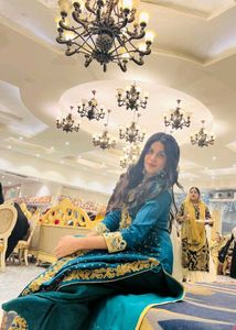 Elegant Teal Kurta Set with Gold Embroidery