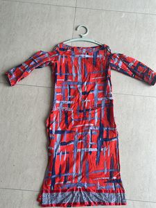 Red and grey kurta and plazo set