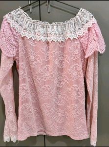 Pink Lace Topwith Jean Set