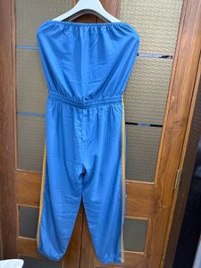 Blue off shoulder jumpsuit