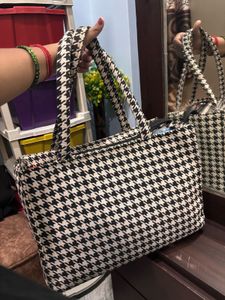 Stylish Houndstooth Tote Bag