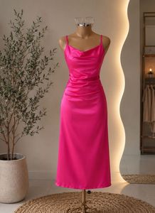 Hot Pink Satin Slip Dress