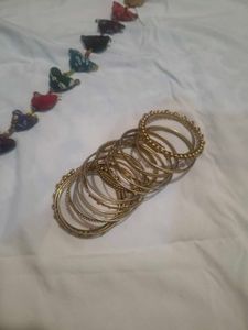 Gold Color Metal Bangle Set