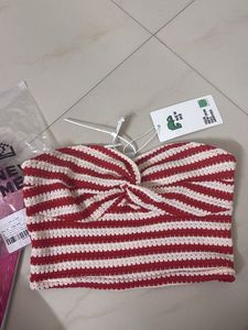 Striped Twist Front tube Top
