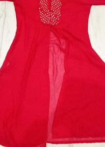Vibrant Red  Kurta(shrug)