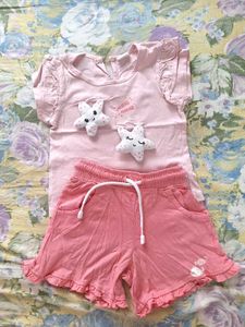 Cute Pink Starfish T-Shirt & Shorts Set