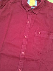 Men's Burgundy Button-Up Shirt