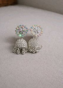 Silver-tone Jhumka Earrings