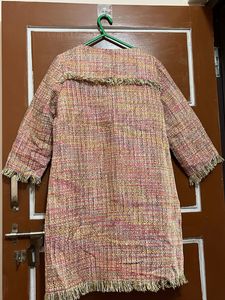 Chic Tweed Dress with Fringe Detail