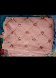 Elegant Pink Embroidered chiffon Saree