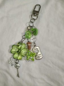 trendy Cute Green Lucky clover Charm Keychain