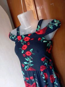 Floral Print Cold Shoulder Dress