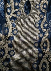 Beautiful Blue Pakistani Suit Set | Resham Embroid