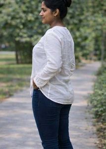 White Embroidered Cotton Top