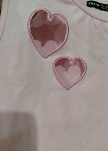 Cute Pink Heart Crop Top