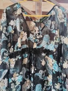 Sheer Floral Kaftan Style Top