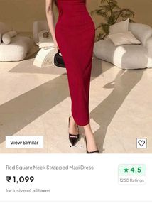 Red Square Neck Strapped Maxi Dress