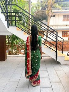 Beautiful Green Bandhani Saree