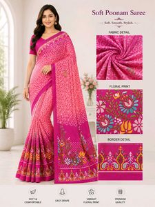 Soft poonam sarees Pink Saree