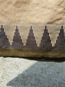 Elegant Beige &amp; Black Woven Saree