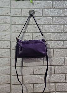 Purple Snakeski  Textured Shoulder Bag