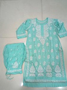 Embroidered Cotton Kurta Set
