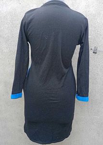 Embroidered Black &amp; Blue Woolen Kurta