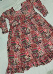 Ethnic Print A-line Frock with Dupatta