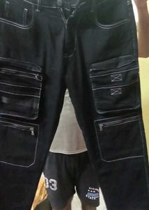 Men's Black Cargo Jeans