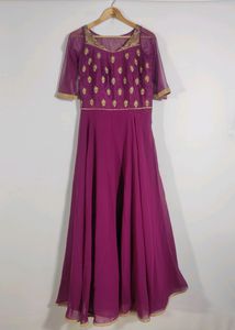 Purple Embroidered Anarkali Dress (Women)