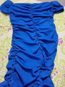 Chic Blue Ruched Dress