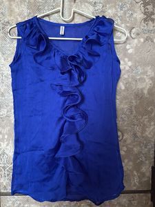 Royal Blue Ruffle Sleeveless Top