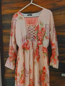 Floral Dress With Ruffled Long Sleeves