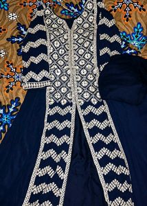 Elegant Navy Blue Embellished Gown