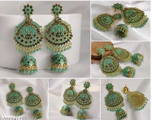 Stunning Teal Jhumka Earrings