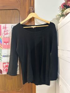 Black Ribbed Knit Top