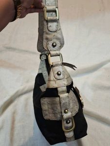 Stylish Black &amp; Silver Hobo Bag